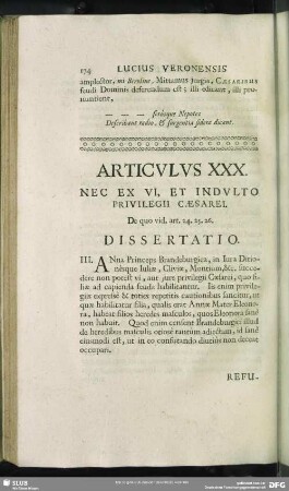 Articulus XXX. Nec Ex Vi, Et Indulto Privilegii Caesarei