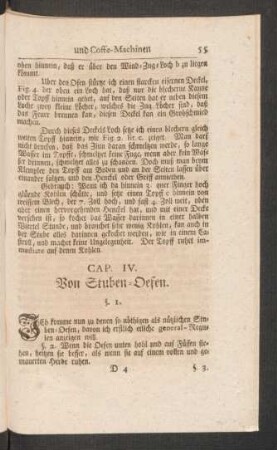 Cap. IV. Von Stuben-Oefen.