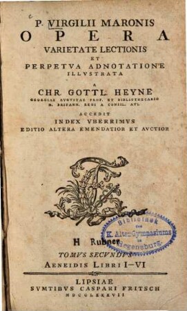 P. Virgilii Maronis Opera. 2, Aeneidis libri I - VI