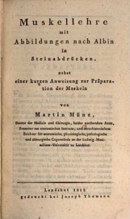 Handbuch der Anatomie des menschlichen Körpers, [1]. Muskellehre