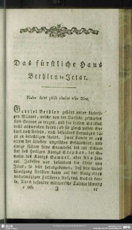 Das fürstliche Haus Bethlen de Ictar. Nube solet pulsa clarior esse Dies