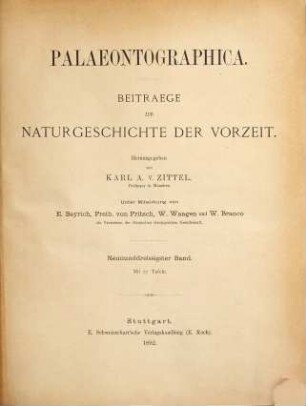 Palaeontographica : Beiträge zur Naturgeschichte d. Vorzeit, 39. 1892