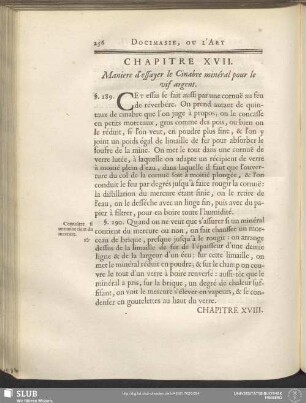 Chapitre XVII. Maniere d'essayer le Cinabre minéral pour le vif argent