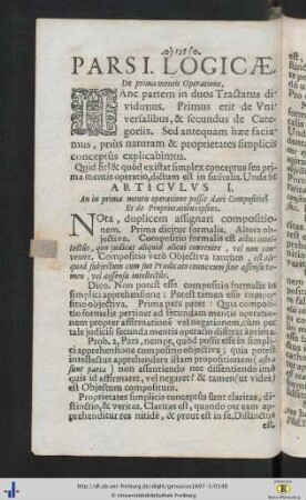 Pars I. Logicae.