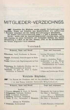 Mitglieder-Verzeichniss.