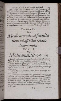 Titulus III. De Medicamentis a facultatibus ad affectus relatis denominatis