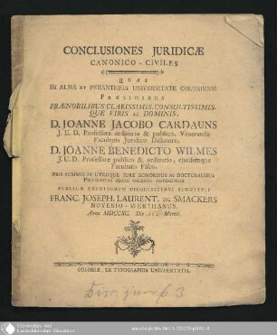 Conclusiones Juridicae Canonico-Civiles
