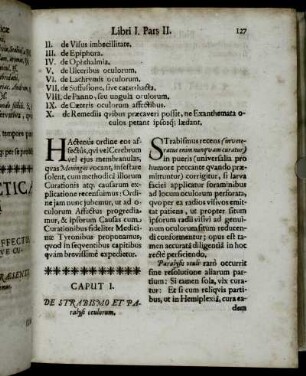 Caput I. De Strabismo Et paralysi oculorum.