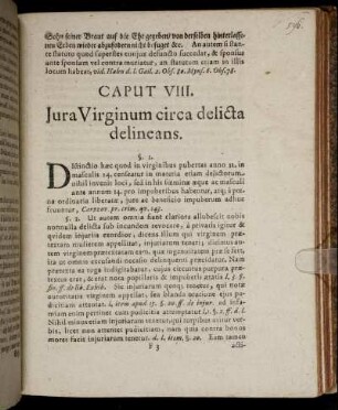 Ca put VIII. Iura Virginum circa delicta delineans