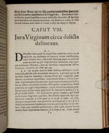 Ca put VIII. Iura Virginum circa delicta delineans