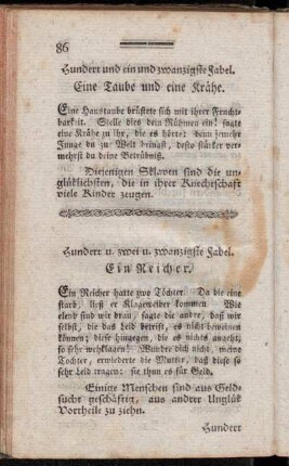 Hundert und ein und zwanzigste Fabel. - Hundert und dreißigste Fabel.
