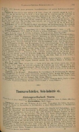 Thonwaren-Fabriken, Stein-Industrie etc.