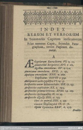 Index Rerum Et Verborum In Summariis Capitum indicatorum Prior numerus Caput, secundus Paragraphum, tertius Paginam denotat