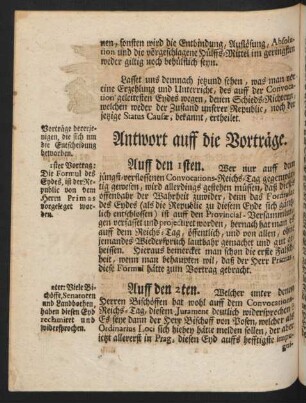 Antwort auff die Vorträge.