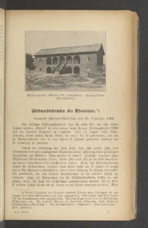 Weihnachtsfreuden des Missionars
