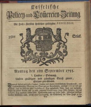 36tes Stueck, Montag den 1ten September 1755