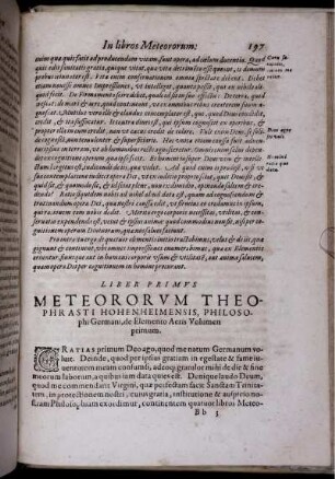 De Meteoris ex elemento aeris lib. I. Ex elemento ignis & impressionibus eorundem.