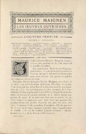 Maurice Maignen : les oeuvres ouvrières