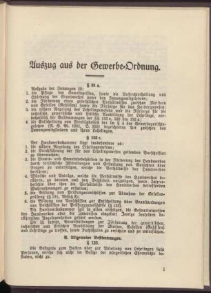 Auszug aus der Gewerbe-Ordnung.