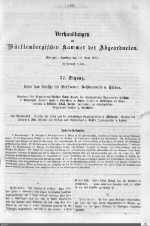 77. Sitzung, Stuttgart, 10.6.1876