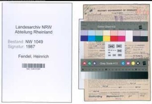 Entnazifizierung Heinrich Fendel , geb. 13.03.1894 (Maler)