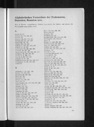 Alphabetisches Verzeichnis der Professoren, Dozenten, Beamten usw.