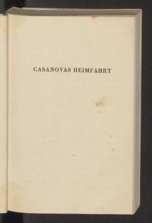 Casanovas Heimfahrt
