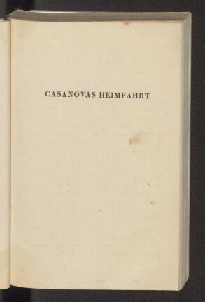 Casanovas Heimfahrt