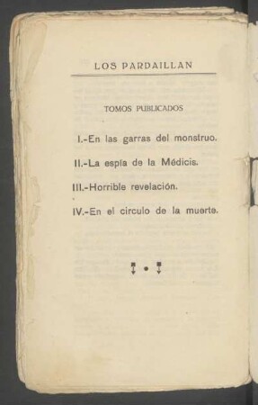 Tomos publicados [de] "Los Pardaillán"