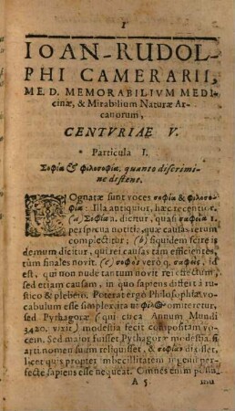 Sylloges Memorabilium Medicinae Et Mirabilium Naturae Arcanorum, Centuriae .... 5