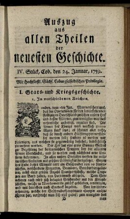 IV. Stück, Cob. den 24. Januar, 1759.