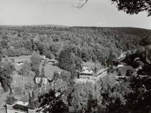 Harzgerode-Alexisbad. Stadtteilansicht mit Kurhäusern (1911). Blick vom Luisentempel