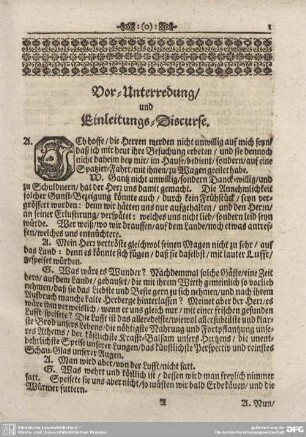 Vor-Unterredung/ und Einleitungs-Discurse.