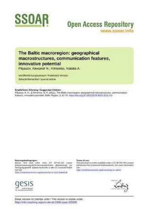 The Baltic macroregion: geographical macrostructures, communication features, innovative potential