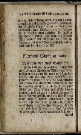 Allerhand Würste zu machen.