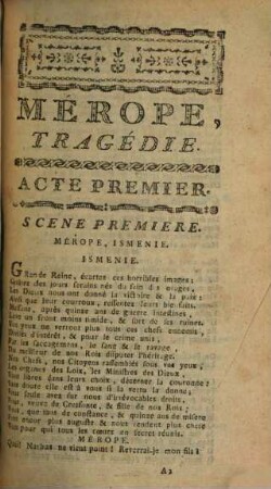 Mérope : Tragédie en 5 actes et en vers