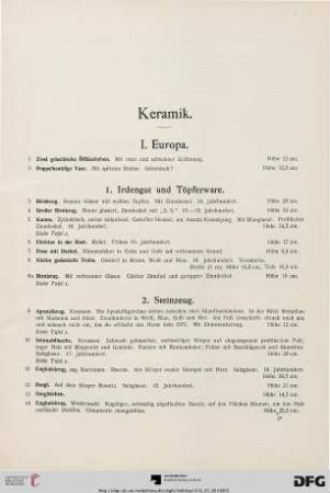 Keramik (Nr. 1-166)