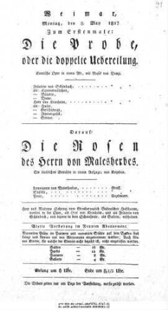 Die Probe, oder die doppelte Uebereilung