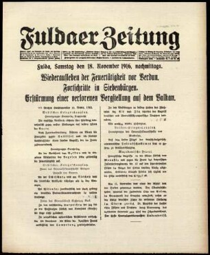 Ausgabe vom Samstag, den 18. November 1916.