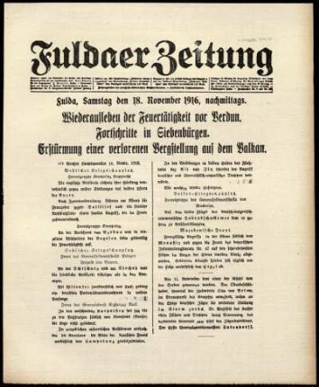 Ausgabe vom Samstag, den 18. November 1916.