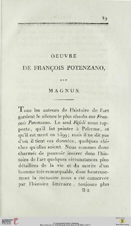 Oeuvre de François Potenzano dit Magnus