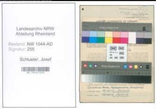Entnazifizierung Josef Schlueter , geb. 24.03.1905 (Amtsaushilfe)