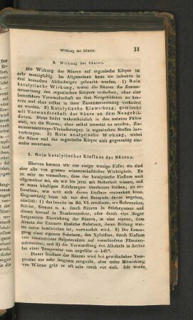B. Wirkung der Säuren.