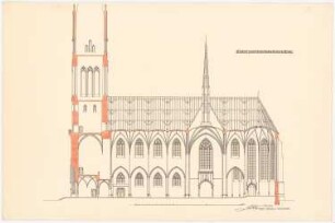 St. Barbara, Dortmund-Eving Erweiterung: Längsschnitt 1:100