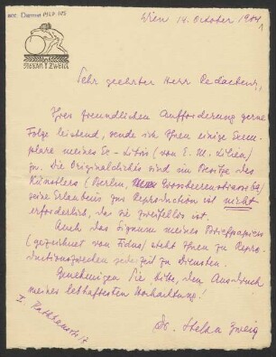 Brief an Unbekannt : 14.10.1904