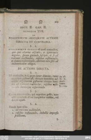 Membrum XVII. De Negotiorum Gestorum Actione Directa Et Contraria.