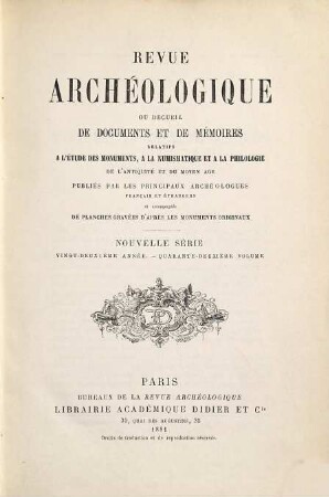 Revue archéologique. 42 = A. 22. 1881