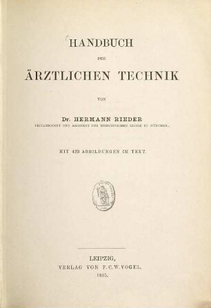 Handbuch der ärztlichen Technik