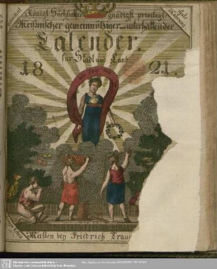 1821: Königl.-Sächs. allergnäd. privilegirter Meißnischer gemeinnütziger und unterhaltender Calender für Stadt und Land