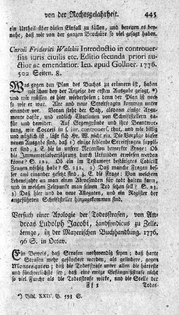 Versuch einer Apologie der Todesstrafen.